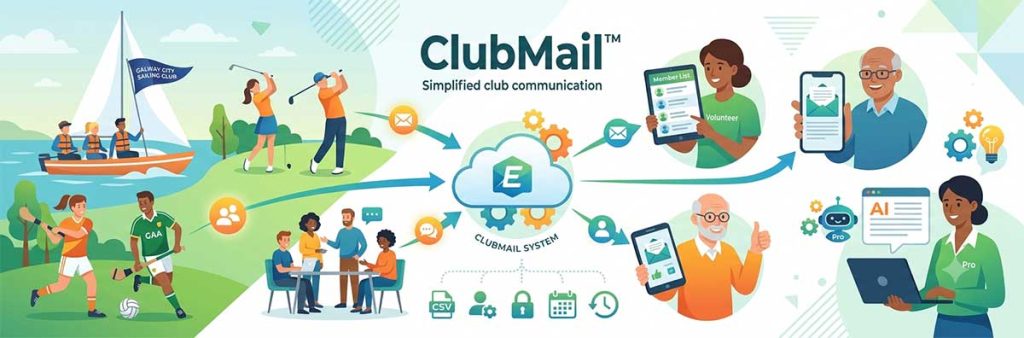 ClubMail™ is a simple email management system for clubs, societies & community groups in Ireland & UK. Manage members, committee permissions & announcements easily.